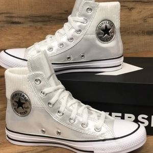 Converse Womens CTAS Padded Collar White/Silver High Top Sneaker-Asst Womens 10